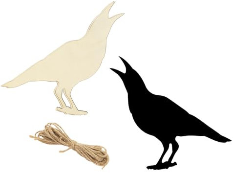20 Stück 15,2 cm große Holz-Raben-Ausschnitte, unlackiertes Holz, Krähe zum Basteln, Holz-Raben zum Aufhängen, Ornamente, DIY, Rabe, Handwerk, Geschenkanhänger für Zuhause, Party, Dekoration,