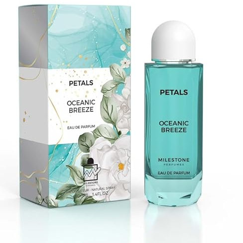 MILESTONE Perfumes Petals Oceanic Breeze Eau de Parfum für Damen, langanhaltender, frischer Duft, 100 ml, erfrischender und belebender Duft, perfekt für den täglichen Gebrauch, elegantes und sauberes