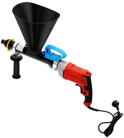 Pistolet à joints électrique 700 W pour mortier, pulvérisateur portable à cartouche de ciment, avec 2 buses et lubrificateur, pistolet à béton pour joints de mortier, murs en pierre, sols - Rouge