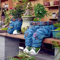 Denim Pants Harz Blumentopf Neuheit Denim Kleidung Hosen Übertopf Einzigartige Harz Retro Jeans Form Garten Figuren Pflanzgefäß Niedliche DIY Blumentöpfe für Zuhause Rasen Hof Dekor