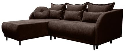 Ares Meble Links Ecksofa mit Schlaffunktion Cameron - Modernes L-Sofa 3 sitzer - Wohnzimmer Sofa - Kleine Sofa mit Bettkasten - Solider Rahmen - Samt - Braun