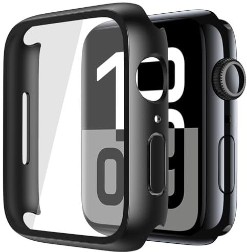 Piuellia 2 Pack Hard Protective Case Screen Protector Compatible with Apple Watch Series 10 (2024) 42mm, Anti-Drop Ultra-thin Full Coverage PC Cover for iWatch, 2 Black