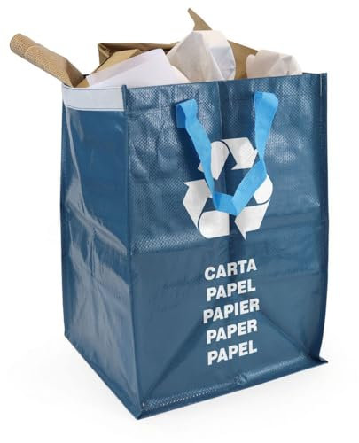 Space Home - Bolsas Reciclaje con Asa - Bolsas Reciclaje Basura Colores - Contenedores de Reciclaje - Bolsas de Basura - Sistema de Reciclaje para Papel y Cartón - Bolsas Reciclaje Basura
