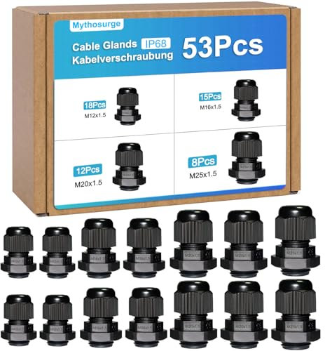 Cable Glands Mixed Set (8 Pack Black)