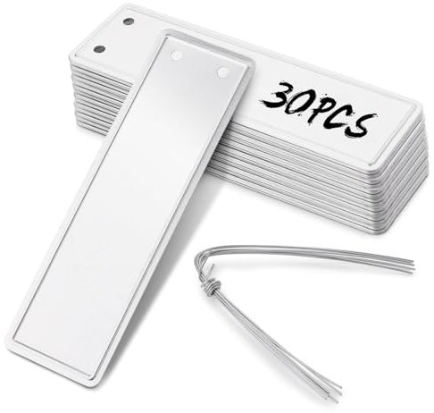 30 targhette per piante in alluminio, per piante, in metallo, resistenti alle intemperie, con filo metallico, spina bifacciale da scrivere, etichette per piante da giardino