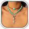 Handcess Boho Türkis Choker Silber Stier Anhänger Halskette Perlen geschichtete Halskette für Frauen, Einheitsgröße, Türkis