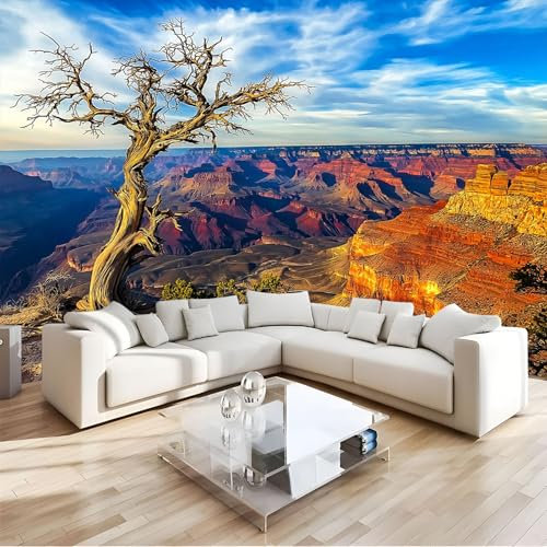 JEDTAKCT Fototapete Moderne Wanddeko Wandbild Tote Bäume Canyon 260X175Cm Natürliche Landschaft Wandtapete Motivtapeten 3D Effekt Design Kinderzimmer Küche Büro Flur Wohnzimmer