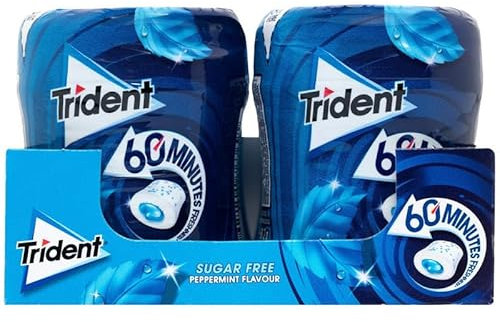 Funtastyc | Chicles Trident 60 Minutos | Chicles Sin Azúcar | Sabores Menta y Hierbabuena (6 Botes, Menta)