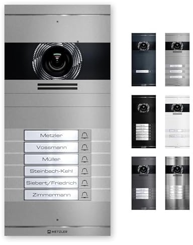 Metzler VDM10 2.0 Video Türsprechanlage, Sprechanlage Individuell konfigurierbar mit austauschbarem Namensschild, Anschlussart (LAN PoE / 2-Draht IP), Optional mit Innenstation - In Graualuminium