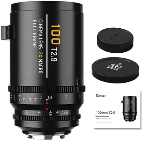 SGimage - Obiettivi cinema macro T2.9, 100 mm, formato completo, alta risoluzione, design APO, ingrandimento 2x, apertura a 12 lamelle, alloggiamento in metallo, compatibile con il supporto a L