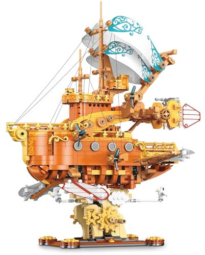 Brihappen Steampunk Raumschiff Bausteine Bausatz, Fantasie Victoria Stil Dampf-Luftschiff Klemmbausteine Modell, Geschenk für Erwachsene Jungen Mädchen (1864 Stück)