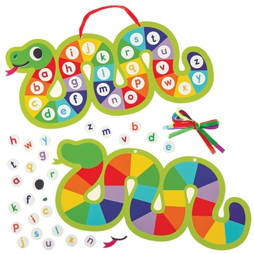 Baker Ross FN436 Learn The Alphabet Snake Kits - Pack of 4, Reading and Writing Learning Aids for Kids and Schools