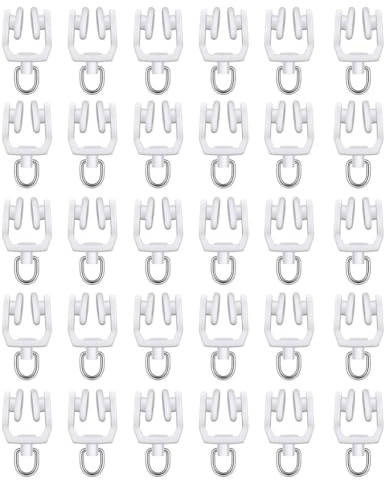 30 rodillos de riel de cortina resistentes con ganchos flexibles para un fácil deslizamiento en techo y ventana