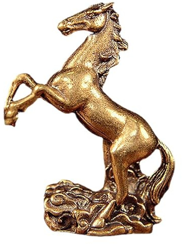 Ciieeo Goldene Stehende Pferdestatue Aus Massivem Messing Mit Wolkenmotiv Feng Shui Figur Für Erfolg Reichtum Und Glück Dekoration Für Zuhause Und Heimbüro