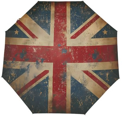 Mexpekil Rustic Uk England Flag Compact Umbrella Travel Strong Windproof Auto Folding UV Protection Sun Rain Umbrellas