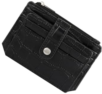 WRITWAA Vintage Kurzgeldbörse mit Krokodilprägung Multifunktionaler Münzhalter mit Druckknopf Kleines Portemonnaie für Damen und Herren Kompakte Aufbewahrungstasche in Schwarz