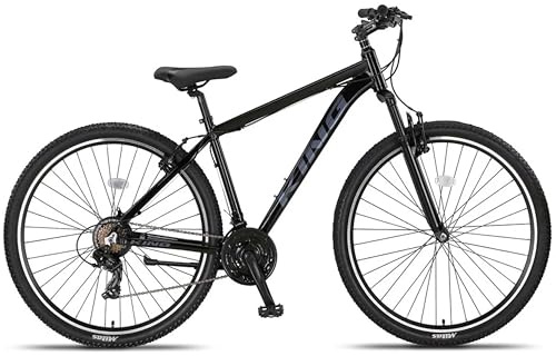DEPORBIKES Mountainbike für Erwachsene, 73,7 cm (29 Zoll), Aluminiumrahmen + 21 Gänge Shimano + Federung vorne mit Verriegelung + V-Break-Bremsen, sicher und robust (schwarz)