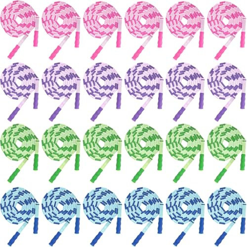 20 Pack Soft Beaded Jump Ropes, Adjustable Length Skipping Ropes | Tangle Free Segmented Jumping Rope, Ergonomic Handles, for Beginners Men Women Adults Exercise, 2.8M