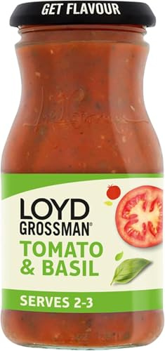 Loyd Grossman Italian Tomato & Basil Sauce, 350 g Jar (6-Pack) | Authentic Italian Flavours, Ready-to-Pour, Quality Ingredients, Versatile for Cooking