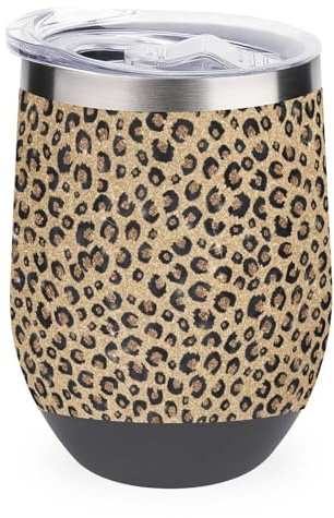 Mug de bureau en acier inoxydable 304, motif léopard noir pailleté or. Couvercle étanche de qualité alimentaire, base antidérapante, tasse isotherme élégante pour le bureau, les études et comme cade