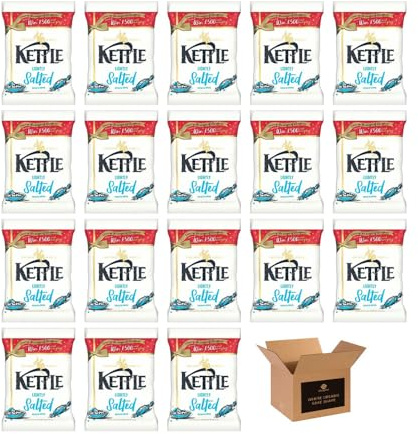 Kettle Chips Variety Flavoured Potato Crisps Snacks – Hand Cooked Thick Cut Crispy | Sea Salt, Balsamic Vinegar & more – Crunchy Vegetarian (Lightly Salted - 40g x 18Pack)