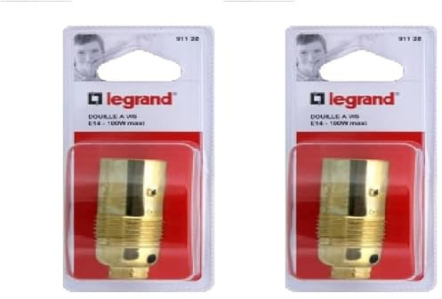 Legrand - Douille pour ampoule E14 - acier laitonné (Lot de 2)