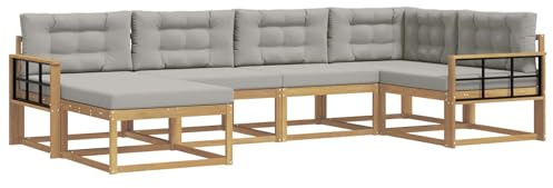 vidaXL Outdoor-Sofagarnitur 5 pcs Weiß und Hellgrau Polyester, Patio-Sofa, Moderne Outdoor-Sitzgruppe, langlebige Gartenmöbel, wetterfest für die Lounge im Garten