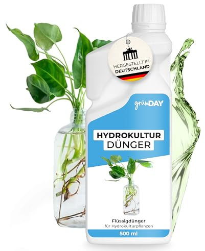 Hydrokultur-Dünger 500 ml – Flüssiger mineralischer NPK Dünger mit Spurennährstoffen für Pflanzen in Hydrokultur – Für gleichmäßige Nährstoffversorgung im Wassersystem – für mehrere Liter Gießwasser