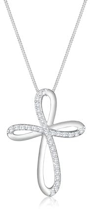 Elli PREMIUM Halskette Damen Kreuz Anhänger mit Zirkonia Kristalle in 925 Sterling Silber