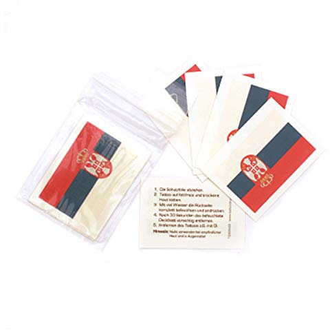 10 x Serbien Tattoo Fan Fahnen Set - WM 2018 Serbia temporary tattoo Flag (10)