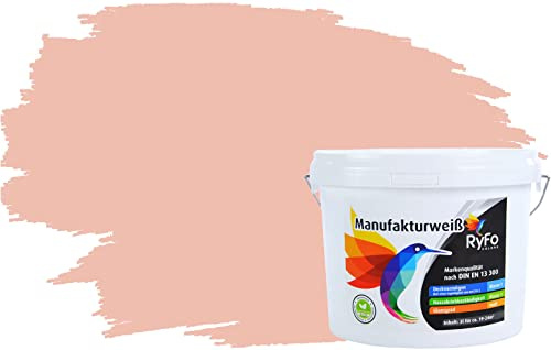 RyFo Colors Bunte Wandfarbe Manufakturweiß Prinzessinnenrosa 3l - weitere Violett Farbtöne und Größen erhältlich, Deckkraft Klasse 1, Nassabrieb Klasse 1