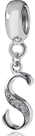Charm-Anhänger aus 925er-Sterlingsilber, Buchstaben- und Initialen-Charms, Jahrestags- und Wort-Anhänger, passend für Pandora-Armbänder, Sterling-Silber, Kein Stein
