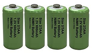 4 x Buyabattery 2/3AA 2/3-AA 2/3HR6 (Two Thirds AA) Rechargeable Solar Light Batteries 1.2V NiMH Length 30mm Diameter 14.5mm