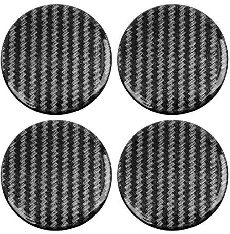 sourcing map 4Stk. 50mm Kohlefaser Stil Auto Emblem Rad Center Radkappe Aufkleber Klarharz