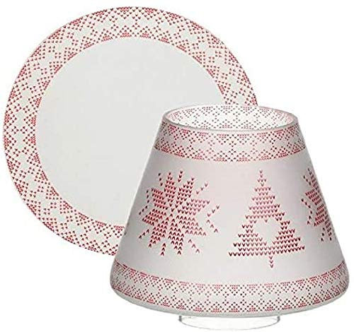 Yankee Candle Mountian Holiday Red Nordic Frosted Kleiner Schirm + Teller, Glas, Mehrfarbig, 13cm