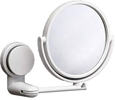 GQQG Kosmetikspiegel Wandmontage ohne Bohren, Schminkspiegel Saugnapf Mit Vergrößerung 3fach, Duschspiegel, 360° Schwenkbar, Ausziehbar, Weiß, 15 cm