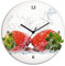 ARTLAND Wanddeko Wanduhr ohne Tickgeräusche Glas Funkuhr Ø 30 cm Rund Lautlos Obst Früchte Erdbeere im Wasser Frucht Modern Food T5SP