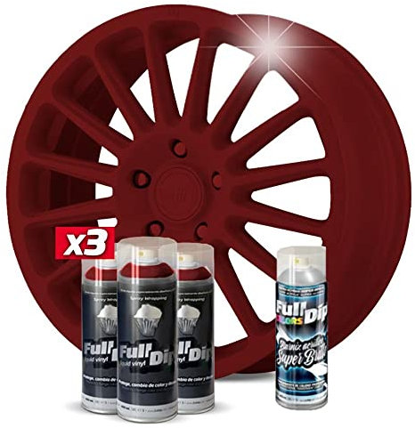 AutoFullCar Pack 3 Sprays Vinyle Liquide Full Dip Rouge Cerise Brillant