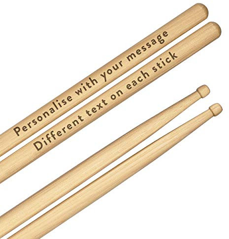 Personnalisé Personnalisé Gravé Tambour Bâtons 5A Luxe QualitéÉrable Bois N'Importe Quel Message Texte en Bois Pointe