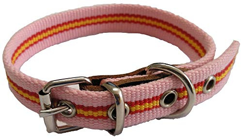 Global Collar de Perro Bandera de España Color Rosa | Collar de Perro de algodón | Collar 40 cms