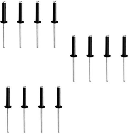 Lot de 12 rivets Pop en aluminium Noir 2,4 mm x 6 mm, 3,2 mm x 6,4/8/10/12/16 mm – Assortiment de tailles et quantité – M3,2x10 (lot de 12) Noir m3,2x10