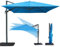 paramondo parapenda Plus Ampelschirm Ampelsonnenschirm, 360° Schwenkbar, Axiale Neigung, Kurbelbedienung, Stahl-Standkreuz und Gestell in Anthrazit, Rechteckig, Blau, 3 x 4 m