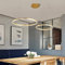 LED Pendelleuchte Esszimmer Metall ring Kronleuchter Höhenverstellbar Wohnzimmerlamp Dimmbar mit Fernbedienung Hängeleuchte Esstisch Pendellampe Acryl Deckenleuchte Hängelampe Küchen,Gold,2 rings