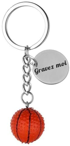 Porte-clés Ballon De Basket Gravure Personnalisée Sur Médaille