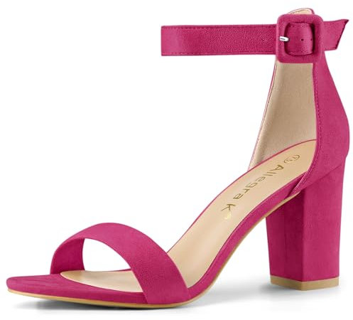 Allegra K Sandales à Bout Ouvert Chunky à Talon Haut pour Femme Rose Vif 44
