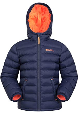 Mountain Warehouse Seasons Steppjacke für Kinder - Ultraleichte, warme, wasserdichte Steppjacke. Jungen & Mädchen Winterjacke mit Kapuze & Reißverschluss Marine Kinder 116 EU (5-6 Jahre)