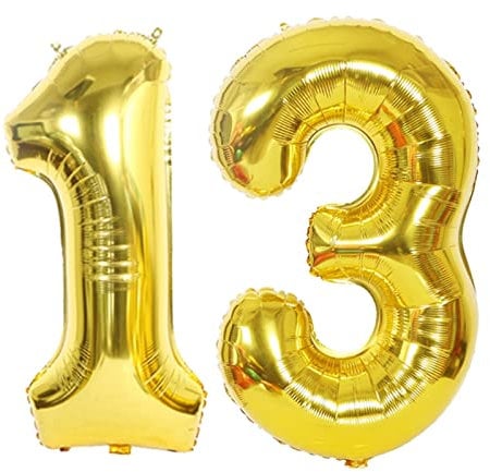 D2D | Party Balloon Zahl 13 XL in Gold - Größe: 80 cm - Folienballons - Zahlenballons - Geburtstagdeko - Helium Ballons