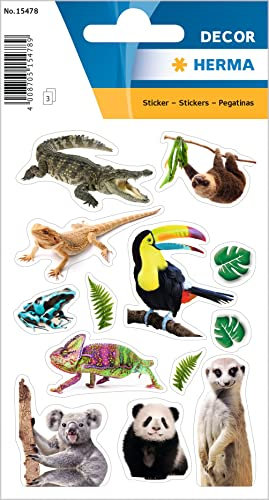 HERMA 15479 Sticker für Kinder, Afrika Tiere (45 Aufkleber, Papier, matt) selbstklebend, permanent haftende Motiv Etiketten für Mädchen und Jungen, bunt