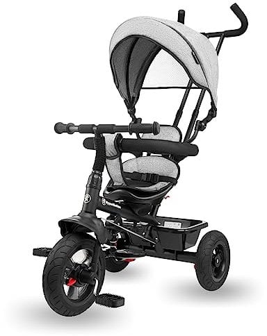 HyperMotion Dreirad ab 1 Jahr mit Schubstange - 3-in-1 Kinderfahrzeug für 1-4 Jahre, bis 20 kg - mit höhenverstellbarem Elterngriff und Schiebelenker, Grau