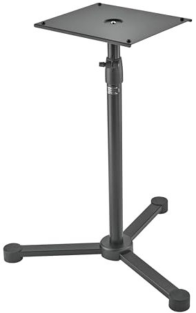 K&M 26722 Monitorstativ Schwarz aus Stahl - Dreifuß - höhenverstellbare Ablage 28 x 32 cm, für Nahfeldmonitore bis 35 kg